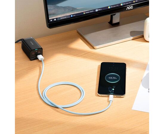 Дата кабель USB 2.0 AM to Type-C 1.0m 5A Blue Baseus (CALD000603), изображение 4 Дата кабель USB 2.0 AM to Type-C 1.0m 5A Blue Baseus (CALD000603), изображение 4