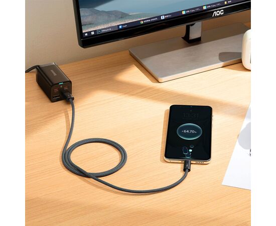 Дата кабель USB 2.0 AM to Type-C 1.0m 5A Gray Baseus (CALD000616), изображение 5 Дата кабель USB 2.0 AM to Type-C 1.0m 5A Gray Baseus (CALD000616), изображение 5