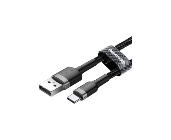 Дата кабель USB 2.0 AM to Type-C 2.0m 3A Gray-Black Baseus (CATKLF-CG1), изображение 2 Дата кабель USB 2.0 AM to Type-C 2.0m 3A Gray-Black Baseus (CATKLF-CG1), изображение 2