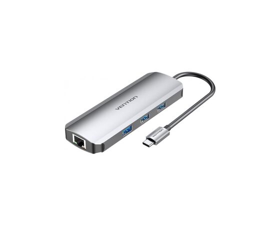 Концентратор Vention USB3.1 Type-C --> HDMI/USB 3.0x3/RJ45/SD/TF/PD 100W Hub 8-in (TOKHB)