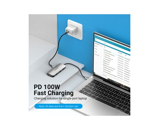 Концентратор Vention USB3.1 Type-C --> HDMI/USB-C Gen 1/USB 3.0x3/PD 100W Hub 6-i (TOFHB), изображение 5 Концентратор Vention USB3.1 Type-C --> HDMI/USB-C Gen 1/USB 3.0x3/PD 100W Hub 6-i (TOFHB), изображение 5