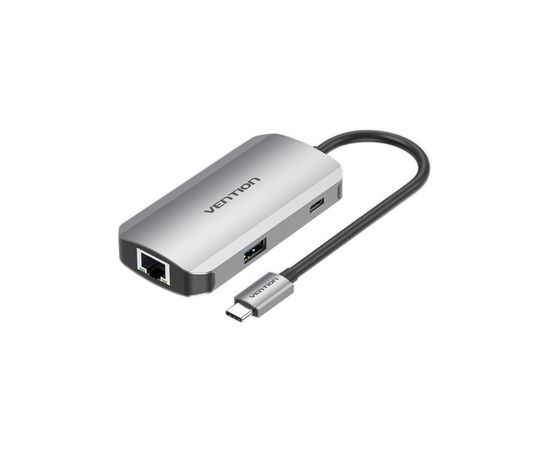 Концентратор Vention USB3.1 Type-C --> USB 3.0x3/RJ45 Gigabit/PD 100W Hub 5-in-1 (TNFHB)