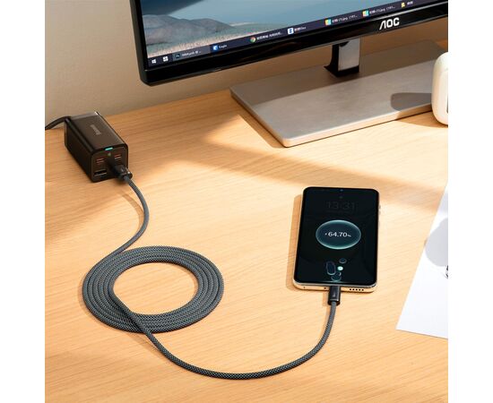 Дата кабель USB 2.0 AM to Type-C 2.0m 5A Gray Baseus (CALD000716), изображение 5 Дата кабель USB 2.0 AM to Type-C 2.0m 5A Gray Baseus (CALD000716), изображение 5