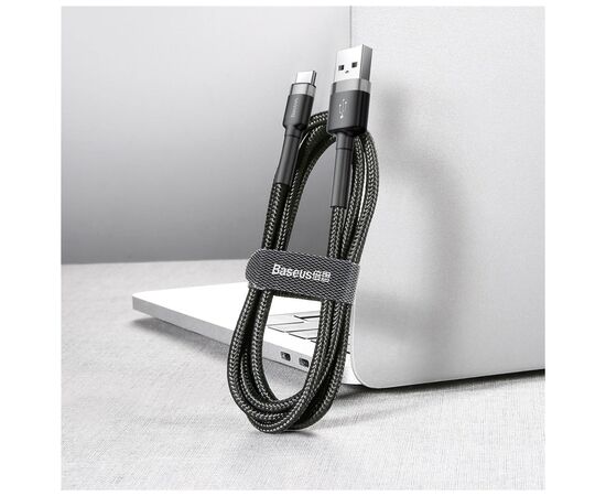 Дата кабель USB 2.0 AM to Type-C 3.0m 3A Gray-Black Baseus (CATKLF-UG1), изображение 2 Дата кабель USB 2.0 AM to Type-C 3.0m 3A Gray-Black Baseus (CATKLF-UG1), изображение 2