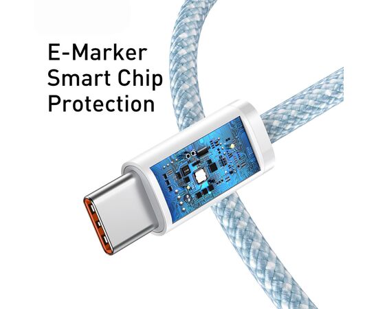 Дата кабель USB-C to USB-C 2.0m 5A Blue Baseus (CALD000303), изображение 5 Дата кабель USB-C to USB-C 2.0m 5A Blue Baseus (CALD000303), изображение 5