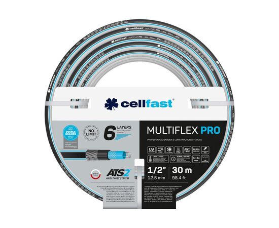 Шланг для поливу Cellfast MULTIFLEX PRO 1/2" 30м, 6 шарів, до 35 Бар, -20…+65°C (13-801)