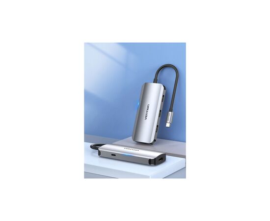 Концентратор Vention USB3.1 Type-C --> HDMI/USB 3.0x3/PD 100W Hub 5-in-1 (TODHB), изображение 2 Концентратор Vention USB3.1 Type-C --> HDMI/USB 3.0x3/PD 100W Hub 5-in-1 (TODHB), изображение 2