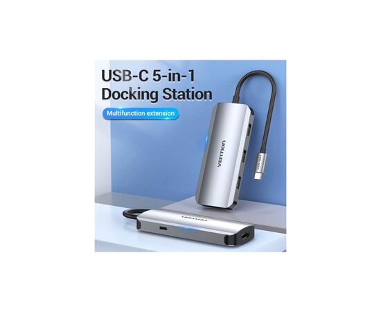 Концентратор Vention USB3.1 Type-C --> HDMI/USB 3.0x3/PD 100W Hub 5-in-1 (TODHB), изображение 3 Концентратор Vention USB3.1 Type-C --> HDMI/USB 3.0x3/PD 100W Hub 5-in-1 (TODHB), изображение 3