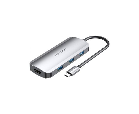 Концентратор Vention USB3.1 Type-C --> HDMI/USB 3.0x3/PD 100W Hub 5-in-1 (TODHB)
