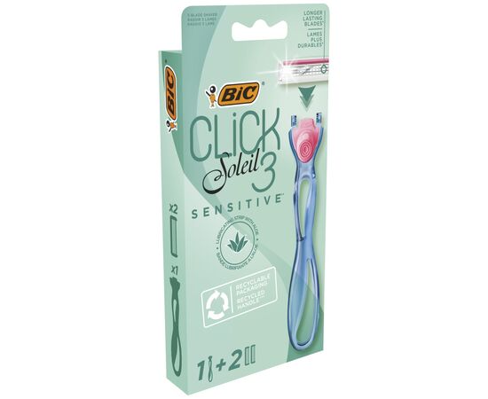 Бритва Bic Click 3 Soleil Sensitive с 2 сменными картриджами (3086123644953)