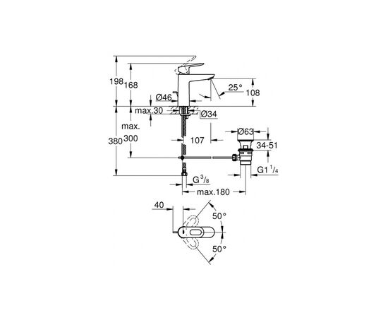 Смеситель Grohe BauLoop (23762000), изображение 6 Смеситель Grohe BauLoop (23762000), изображение 6