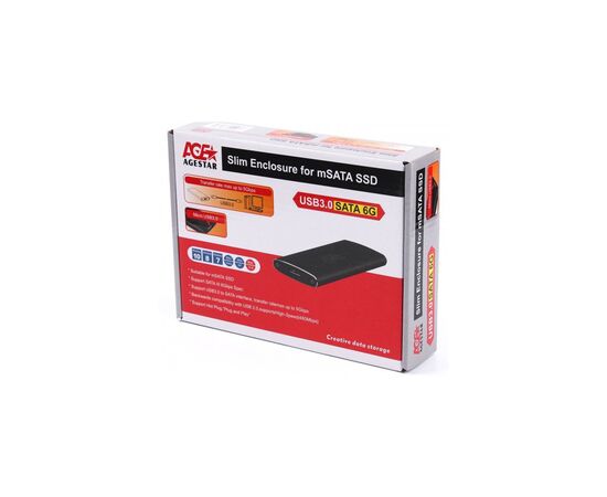 Карман внешний AgeStar mSATA, USB3.0 Metal black (3UBMS2(BLACK)), изображение 4 Карман внешний AgeStar mSATA, USB3.0 Metal black (3UBMS2(BLACK)), изображение 4