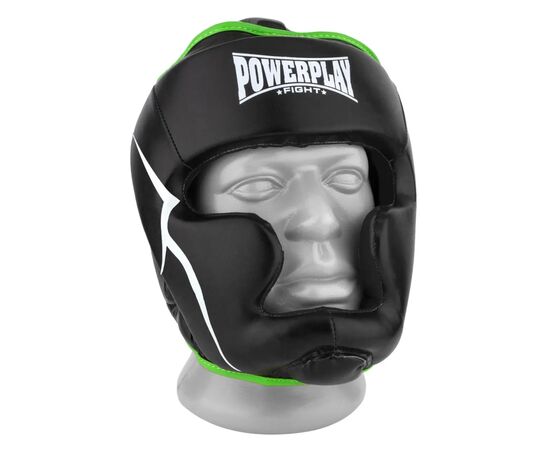 Боксерский шлем PowerPlay 3100 PU Чорно-зелений XS (PP_3100_XS_Black/Green)