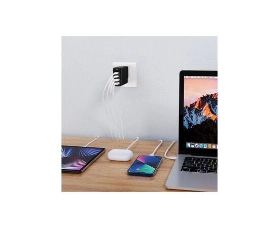 Зарядное устройство Choetech 4xUSB 140W GaN (2хUSB-C+2хUSB-A) black (PD6005-EU-BK), изображение 5 Зарядное устройство Choetech 4xUSB 140W GaN (2хUSB-C+2хUSB-A) black (PD6005-EU-BK), изображение 5
