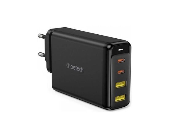 Зарядное устройство Choetech 4xUSB 140W GaN (2хUSB-C+2хUSB-A) black (PD6005-EU-BK)