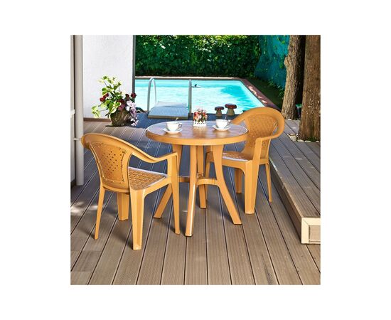 Стол садовый Irak Plastik Royal круглый d80 см тик (5690), изображение 3 Стол садовый Irak Plastik Royal круглый d80 см тик (5690), изображение 3