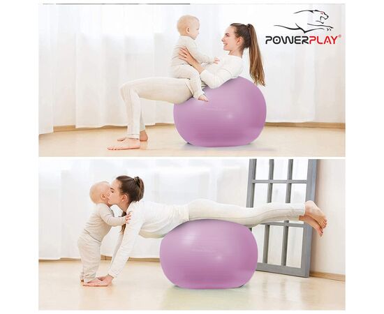 Мяч для фитнеса PowerPlay 4001 65см Ліловий + помпа (PP_4001_65_Lilac), изображение 7 Мяч для фитнеса PowerPlay 4001 65см Ліловий + помпа (PP_4001_65_Lilac), изображение 7