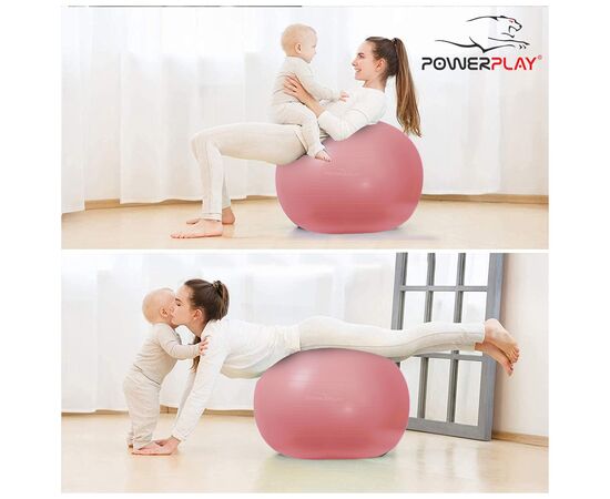 Мяч для фитнеса PowerPlay 4001 65см Рожевий + помпа (PP_4001_65_Pink), изображение 6 Мяч для фитнеса PowerPlay 4001 65см Рожевий + помпа (PP_4001_65_Pink), изображение 6