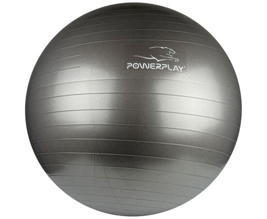 Мяч для фитнеса PowerPlay 4001 65см Сірий + помпа (PP_4001_65_Grey), изображение 2 Мяч для фитнеса PowerPlay 4001 65см Сірий + помпа (PP_4001_65_Grey), изображение 2