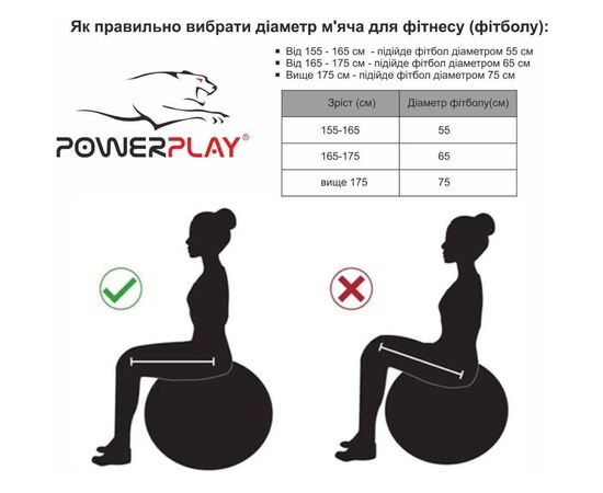 Мяч для фитнеса PowerPlay 4003 75см Блакитний + помпа (PP_4003_75_Sky_Blue), изображение 6 Мяч для фитнеса PowerPlay 4003 75см Блакитний + помпа (PP_4003_75_Sky_Blue), изображение 6