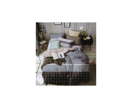 Постельное белье ШЕМ Royal Satin серо-коричневый двуспальный 180х220 (1,8 RS_полоска сіро кор)