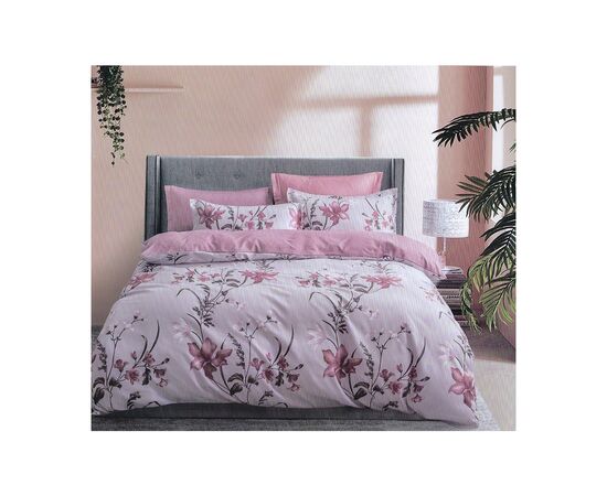 Постільна білизна ШЕМ Royal Satin рожеві квітки двоспальний 180 х 220 (1,8 RS_рожеві квітки)