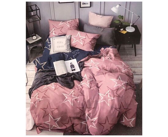 Постельное белье ШЕМ Royal Satin розовые звездочки евро 220 х 200 (євро RS_рожеві зірочки)