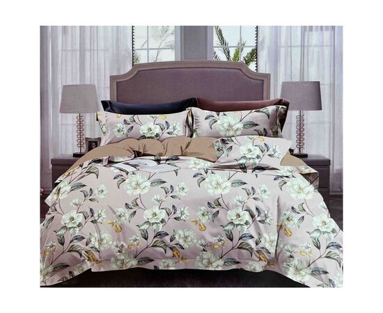 Постельное белье ШЕМ Royal Satin розово-коричневые цветы евро 220х200 (євро RS_рожево коричн квіти)