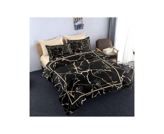 Постельное белье ШЕМ Royal Satin черный мрамор евро 220 х 200 (євро RS_чорний мармур)