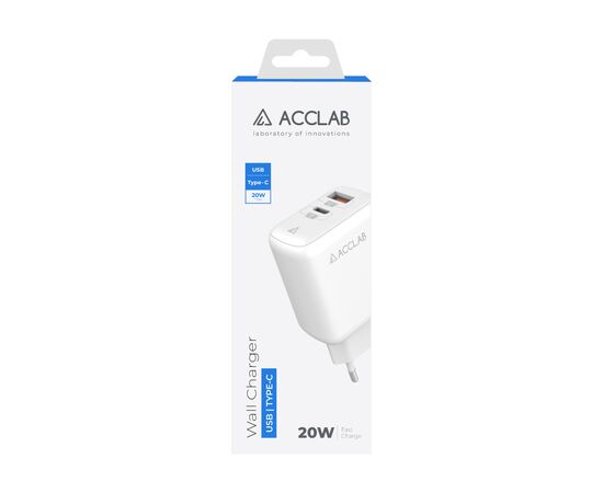 Зарядное устройство ACCLAB AL-TC220 (1xUSB, 1xType-C) (1283126556494), изображение 2 Зарядное устройство ACCLAB AL-TC220 (1xUSB, 1xType-C) (1283126556494), изображение 2