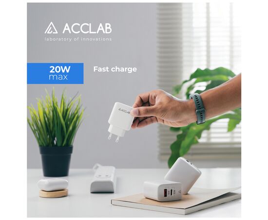 Зарядное устройство ACCLAB AL-TC220 (1xUSB, 1xType-C) (1283126556494), изображение 6 Зарядное устройство ACCLAB AL-TC220 (1xUSB, 1xType-C) (1283126556494), изображение 6