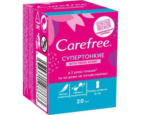 Ежедневные прокладки Carefree with Fresh scent 20 шт. (3574661288673)
