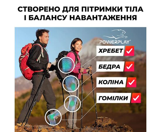 Палки для скандинавской ходьбы PowerPlay 9102 Hygge 80 - 135 см (PP_9102_HYGGE), изображение 3