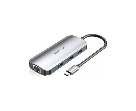 Концентратор Vention USB3.1 Type-C --> HDMI/USB 3.0x3/RJ45/PD 100W Hub 6-in-1 (TOHHB)