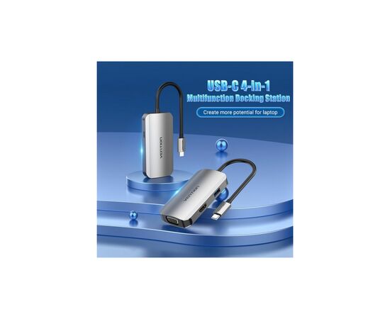Концентратор Vention USB3.1 Type-C --> HDMI/VGA/USB 3.0/PD 100W Hub 4-in-1 (TOAHB), изображение 3 Концентратор Vention USB3.1 Type-C --> HDMI/VGA/USB 3.0/PD 100W Hub 4-in-1 (TOAHB), изображение 3