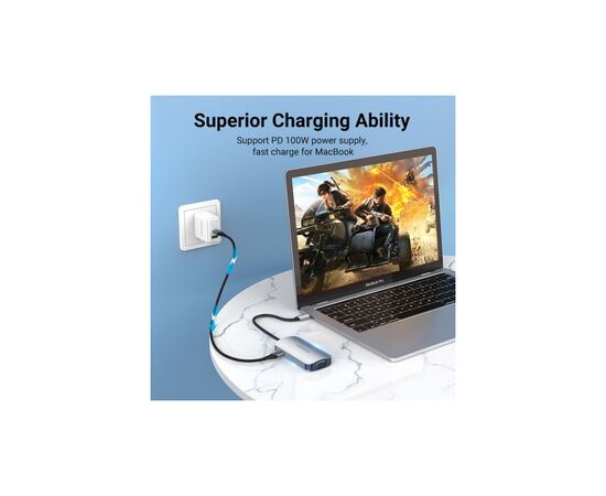 Концентратор Vention USB3.1 Type-C --> HDMI/VGA/USB 3.0/PD 100W Hub 4-in-1 (TOAHB), изображение 5 Концентратор Vention USB3.1 Type-C --> HDMI/VGA/USB 3.0/PD 100W Hub 4-in-1 (TOAHB), изображение 5