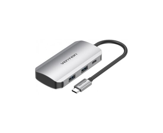 Концентратор Vention USB3.1 Type-C --> USB 3.0x4/PD 100W Hub 5-in-1 (TNBHB)