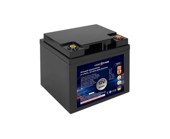 Батарея LiFePo4 LogicPower 12V (12.8V) - 50 Ah (640Wh) (19172), изображение 3 Батарея LiFePo4 LogicPower 12V (12.8V) - 50 Ah (640Wh) (19172), изображение 3