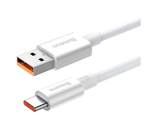 Дата кабель USB 2.0 AM to Type-C 1.0m 5A White Baseus (CAYS001302), изображение 2 Дата кабель USB 2.0 AM to Type-C 1.0m 5A White Baseus (CAYS001302), изображение 2