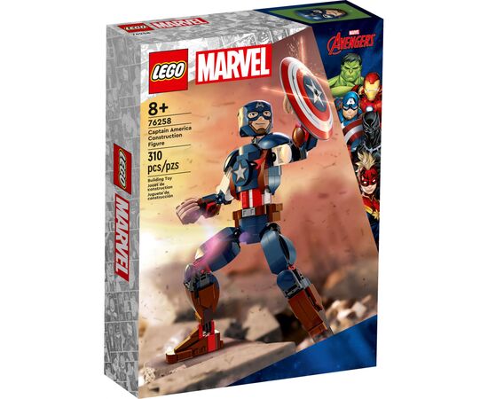 Конструктор LEGO Marvel Фигурка Капитана Америка для сборки 310 деталей (76258)