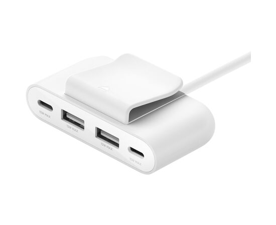 Концентратор Belkin BoostCharge 2хUSB-C/2хUSB-A 2.0m white (no data transfer) (BUZ001BT2MWHB7), изображение 2 Концентратор Belkin BoostCharge 2хUSB-C/2хUSB-A 2.0m white (no data transfer) (BUZ001BT2MWHB7), изображение 2