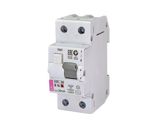 Дифференциальный автоматический выключатель ETI KZS-2M B 16/0,03 тип AC (10kA)