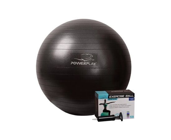 М'яч для фітнесу PowerPlay 4001 65см Чорний + помпа (PP_4001_65_Black)