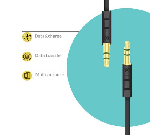 Кабель мультимедийный AUX 1.0m CB-AB11 black Piko (1283126489150), изображение 2