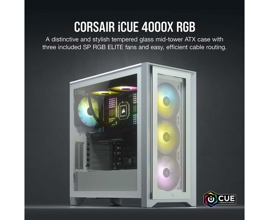Корпус Corsair iCUE 4000X RGB Tempered Glass White (CC-9011205-WW), изображение 8 Корпус Corsair iCUE 4000X RGB Tempered Glass White (CC-9011205-WW), изображение 8