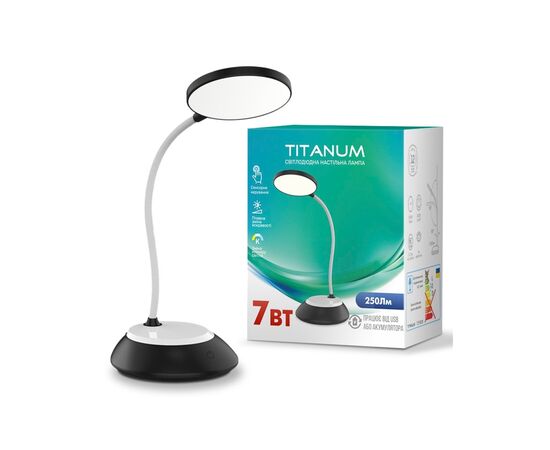 Настільна лампа TITANUM LED DC3 7W 3000-6500K USB чорна (TLTF-022B)