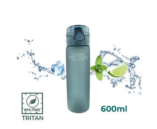 Бутылка для воды Casno 650 мл KXN-1157 Tritan Сіра (KXN-1157_Grey_Tritan), изображение 7 Бутылка для воды Casno 650 мл KXN-1157 Tritan Сіра (KXN-1157_Grey_Tritan), изображение 7