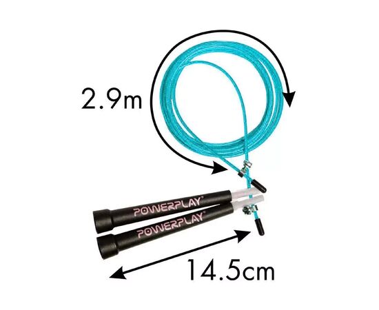 Скакалка PowerPlay 4202 швидкісна Бірюзова (PP_4202_Cyan), изображение 6 Скакалка PowerPlay 4202 швидкісна Бірюзова (PP_4202_Cyan), изображение 6