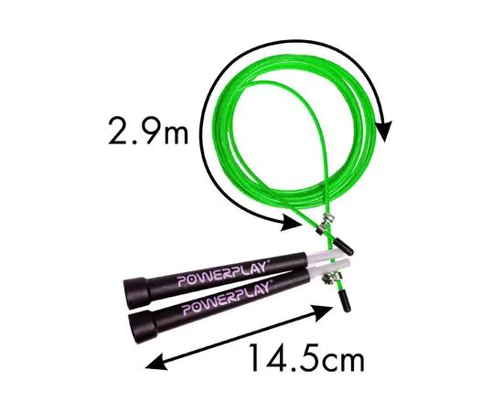 Скакалка PowerPlay 4202 швидкісна Зелена (PP_4202_Green), изображение 6 Скакалка PowerPlay 4202 швидкісна Зелена (PP_4202_Green), изображение 6