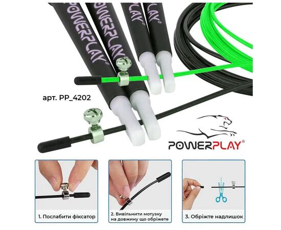Скакалка PowerPlay 4202 швидкісна Зелена (PP_4202_Green), изображение 7 Скакалка PowerPlay 4202 швидкісна Зелена (PP_4202_Green), изображение 7